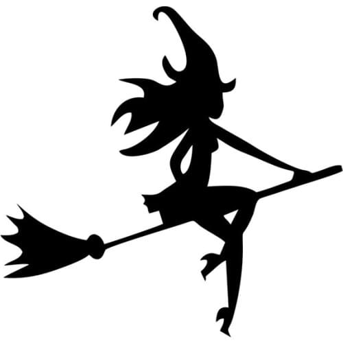 Personality Car Sticker Halloween Sexy Witch Broom Car Window Decal Accessories KK Decals Car Body PVC 14cm X 14cm