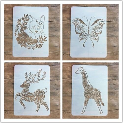CraftArtGo DIY animal Stencils Painting Scrapbook Coloring Cake decorating sugar powder sieve printing mold printing table