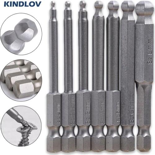 KINDLOV Drill Bits Set 7 Pcs Magnetic Ball End Screwdriver Precision 1/4 Inch Joint Drilling Bit Kit Household Repair Hand Tool