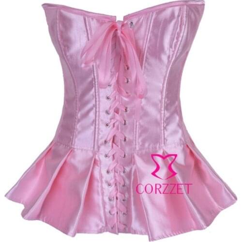 Elegant Women Strapless Overbust Corpete Corset Pink Bustier Burlesque Bodice Basque Sexy corselet Corsette For Body Shaping