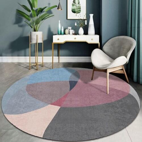Blue Round Carpets Rug for Bedroom Living Room Modern Kichen Computer Chair Floor Mats Soft Big Area Rugs Non-slip Parlor Mat