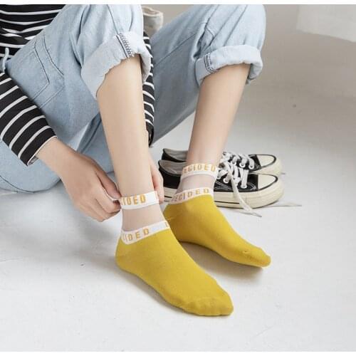 Summer Funny Cotton Ankle Socks For Women Casual Short Socks Meias Mujer Fashion New Letter Chaussettes Femme Calcetines Mujer