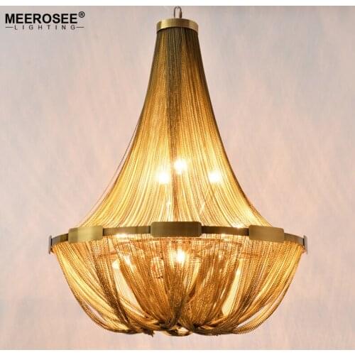 New Arrival Aluminum Chain Chandelier Lighting French Empire Bronze Color Illumination Hanging Lamp for Living room Hotel