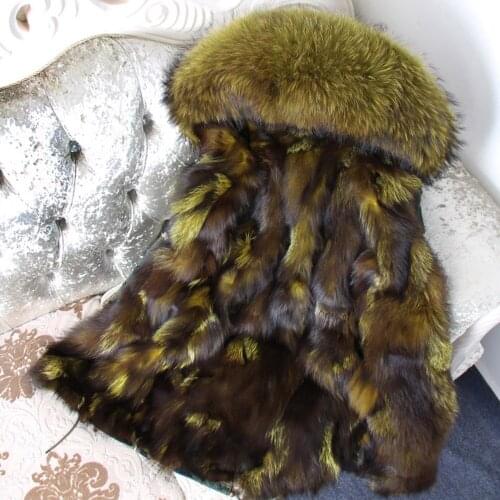 MaoMaoKongNatural Real Fox fur Jacket Hooded Woman parkas Winter warm Coat Mulher Parkas Womens jacket