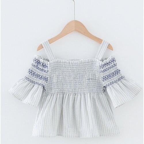 New Childrens Wear Striped Chest-wrapped Halter Top Girl Cotton Dress In Summer 2021 Kids Clothes