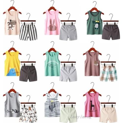 New Kids Pajamas For Girls Summer Childrens Cotton Sets Short Sleeve Pyjamas Boys Girls Clothes Pijamas Sleepwear Cartoon Suits