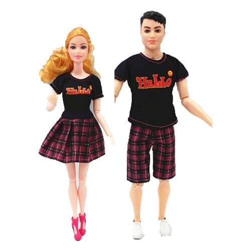 2pcs/set Doll Clothes Couple Clothes Accessories Doll Dress Pants Daily Suit Casual Wear Couple Outfit For Boys Girls 30cm Doll