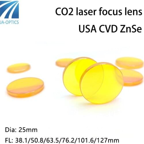 Optical Focuing Lens USA CVD ZnSe Co2 Laser DIA 25 FL 38.1 50.8 63.5 76.2 101.6 127mm Focus for Laser Engraving Cutting Machine