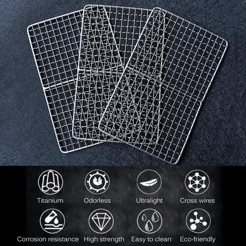 Outdoor Titanium Grill Plate Camping Backpacking Picnic Ultralight Barbecue Rack BBQ Wire Mesh Baking Roasting Cooling Net Plate