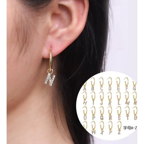 Simple Small Earrings Pendants Letter 26 Alphabet Exclusive Woman Golden Jewelry Earrings Trendy Fashion Gift