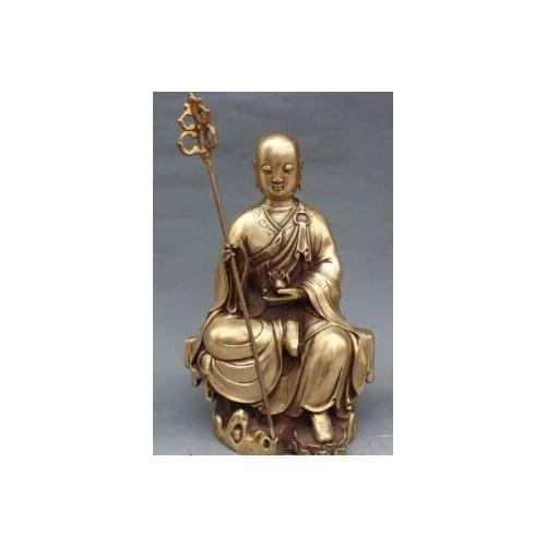 RHS0007 12" Tibet Buddhism Sanzo Buddhism Tang Seng San Zang Ksitigarbha Buddha Statue