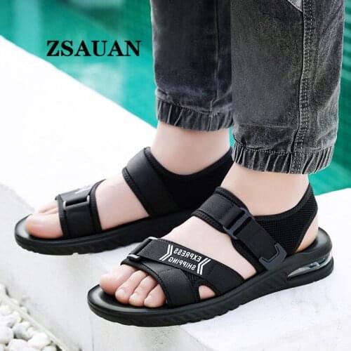 ZSAUAN 2021 Student Young Men Sandals Mesh Fabric Casual Comfortable Sandals Men Black Summer Air Cushion Men Shoes Thick Sole