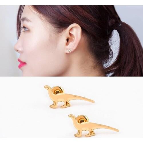 3 Pairs Gold Silver Dinosaur Stud Earrings Set Small and Cute Jewelry for Women Girls