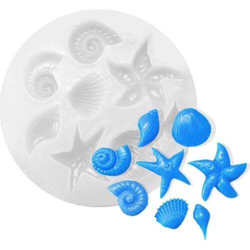 Ocean Series Starfish Conch Coral Fish Tail Shell Mousse DIY Cake Silicone Mold Make Fun At Home