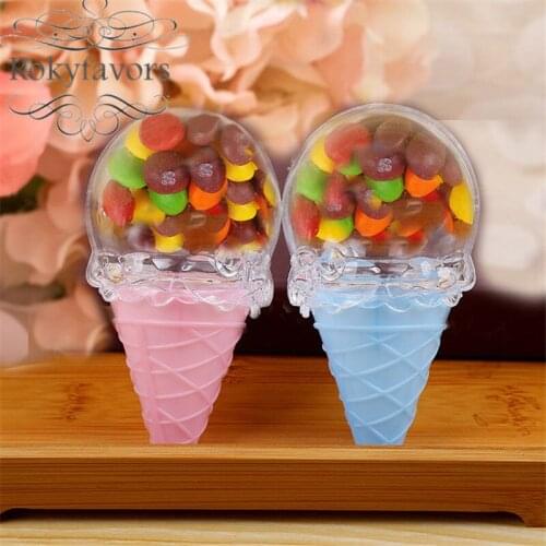FREE SHIPPING 12PCS Lovely Acrylic Ice Cream Favors Holder Kids Birthday Party Sweet Decors Gifts Baby Shower Ideas