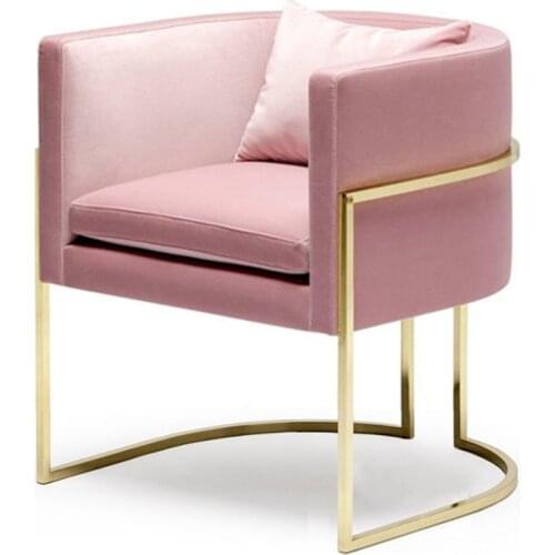 Nordic Single Sofa Chair Light Luxury Simple Modern Lazy Fabric Small Apartment Clothing Store Leisure Wrought Iron Sofa Chair