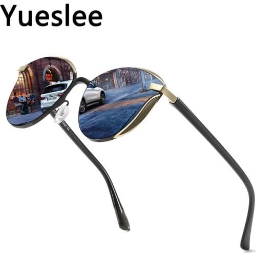 49652 Metal Circular Polarized Light Luxury Sunglasses Men Women Fashion Shades Uv400 Vintage Glasses Men Sunglasses