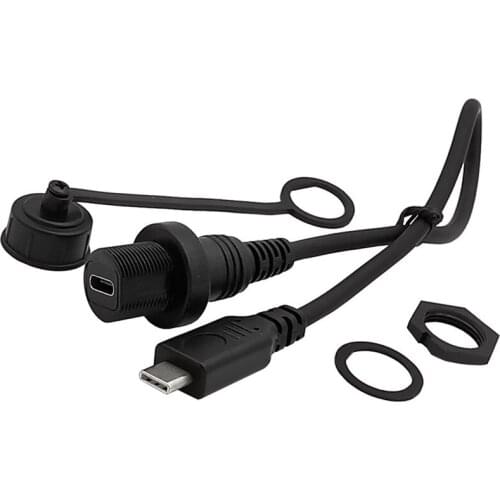 USB3.1 type-c Male to Female AUX Flush Panel Mount Extension Cable for Car Truck Boat Motorcycle Dashboard Cable 0.3m