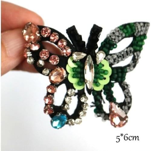 Butterfly sewing rhinestone beaded Patches for clothes Sew on sequin patch animal Applique embroidered parches bordados para