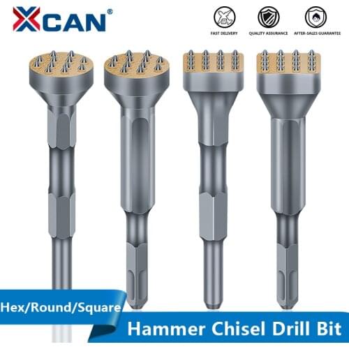 XCAN Drill Bit Alloy Point Groove Gouge Flat Round Electric Hammer Drill Bit Stone Slab/Bridge/Wall/Cement Pavement Chisel