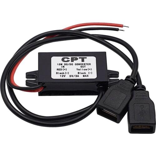 Mtsooning 12V to 5V 3A Dual USB DC Charger Converter Modulee for LED Car Display GPS DVD Hard Disk Player