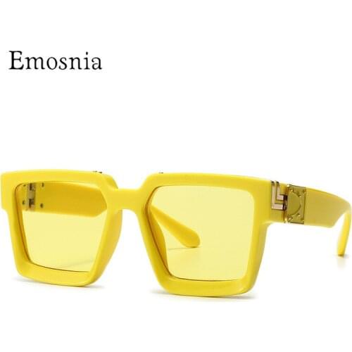 Emosnia New Collection Square Sunglasses For Women Men Fashion Candy Color Orange Blue Sun Glasses Female New Oversized Shades