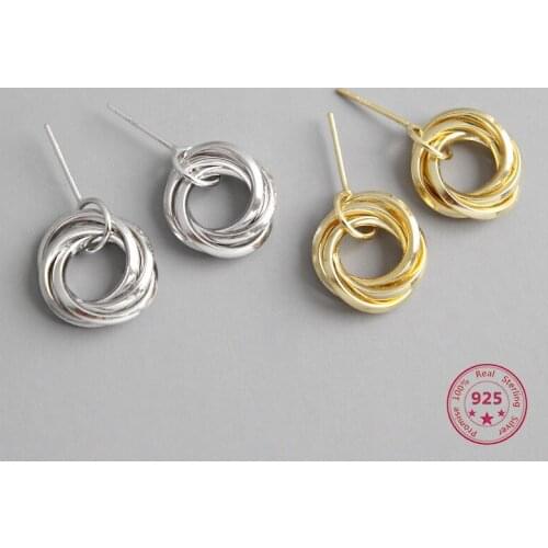 Korean Version Hote Selling S925 Sterling Silver Earrings Wild Simple Multi-layer Circular Shape INS Trend Style Women Jewelry