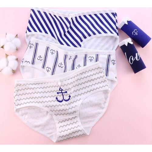Ship Anchor series underwear womens cotton waist womens cotton briefs Cotton Underwear T616