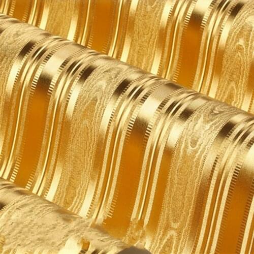 Beibehang Gold Wallpaper KTV box hotel bar cafe modern vertical stripes golden yellow gold background wallpaper papel de parede