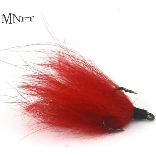 MNFT 10PCS Red Long Beard Black Head Three Hooks Lures Fishing Treble Hooks Fish Lure Boxed For Sale