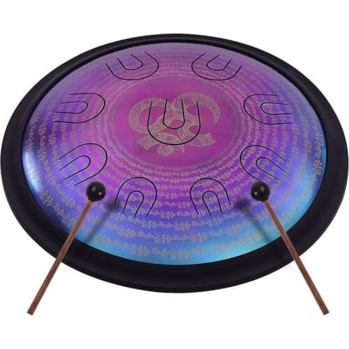 14-18 Inch UU Drum Hand Pan Drum D-Minor Alloy Steel Tongue Drum 9 Double-tone Tongues Percussion Instrument with Carry Bag