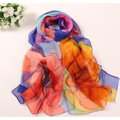 2020 NEW Gradient print Georgette chiffon scarf silk square hijab cool shawl ladies foulard femme Scarves hair bufanda mujer