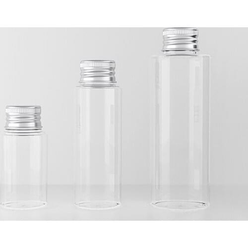30ML 50ML 100ML 50Pcs Transparent Aluminum Cap Bottle Cosmetic Travel Portable Plastic Bottle Small Shampoo Makeup Container