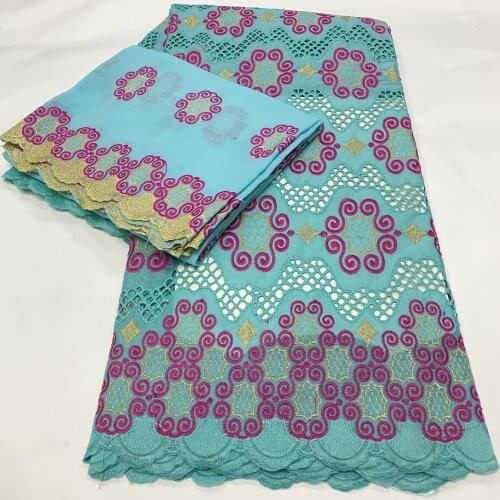 African Dry Lace Fabric With Stones Embroiderey Swiss Voile Lace In Switzerland For Nigerian Cotton Material With Scarf 5Yards