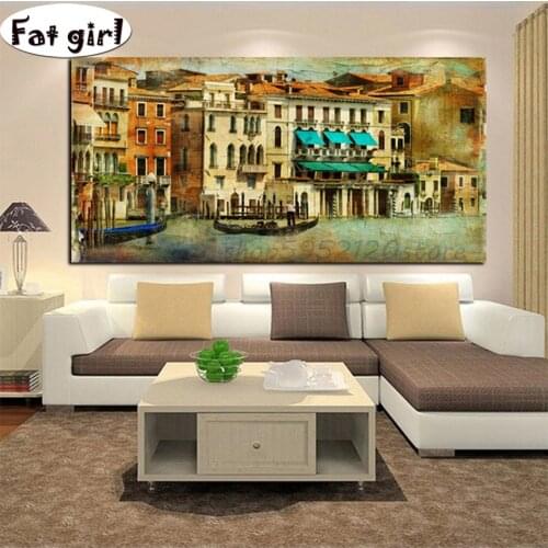 Decor painting diamond painting Vintage Water Town Venice Landscape cross stitch embroidery handmade hobby mosaic Romantic city