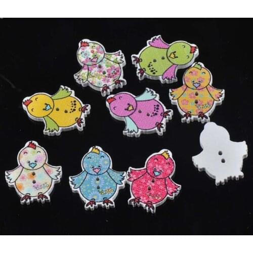 50pcs Wooden Sewing buttons 2Holes chicken Painting Handmade Scrapbooking Craft Cloth Accessories 20x25mm MT1572