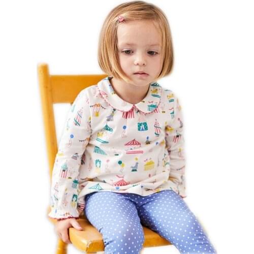 2-7 Years Baby Girls T-Shirt Long Sleeve Cotton Cartoon Circus Printing Tops Toddler Girl Children Spring Autumn T Shirts KF631