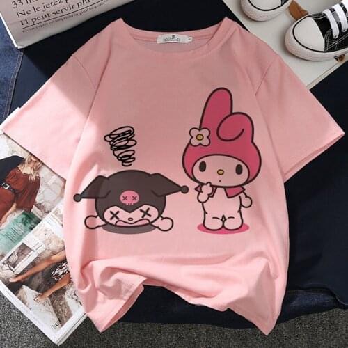 Kawaii Rabbit Graphic Print T-shirt Women Harajuku Aesthetic Pink Tops Casual Tshirt 2021 New Summer Fashion Y2k Female T Shirt