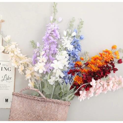 10Pcs Simulation 2 Fork Hyacinth Tufting Delphinium Fake Flowers Wedding Home Living Room Potted Decoration Artificial Flowers