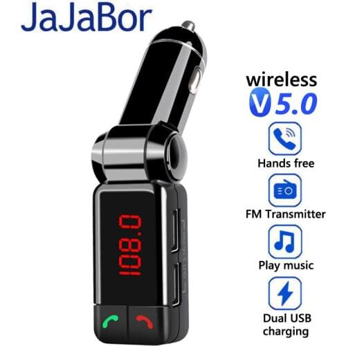 JaJaBor FM Fransmitter Bluetooth 5.0 Car Kit Handsfree AUX Audio Receiver Car MP3 Player with Power Switch Dual USB Car Charger