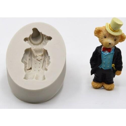 KLM Gentlman Bear Shape Silicone Mould Fondant Cake Decorating Mold DIY Baking Tools