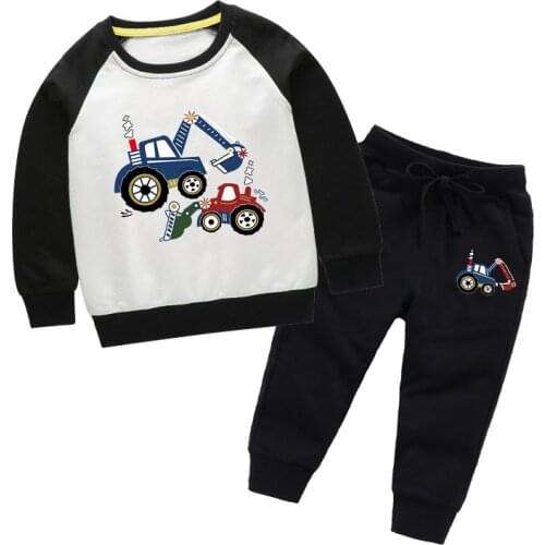 ZWY1221 Cotton Childrens Clothing Cartoon Print Kids Clothing Sets Shirt + Pant Baby Boys Clothes Casual Family Clothing Sets