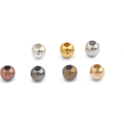 Jewelry Findings Gold/Copper/Brass/Silver color Metal Beads Ball Round Loose Spacer Beads For Jewelry Making