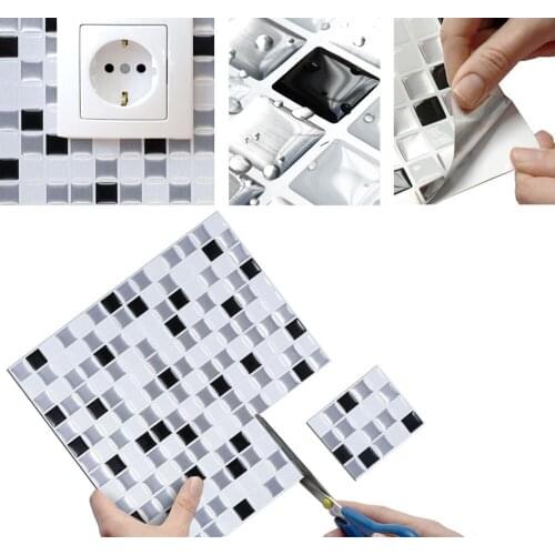 Kitchen and Bathroom Decor Wallpaper Waterproof Peel and Stick Tiles Anti-Mold Oilproof Self Adhesive Square Mosaic Sticker