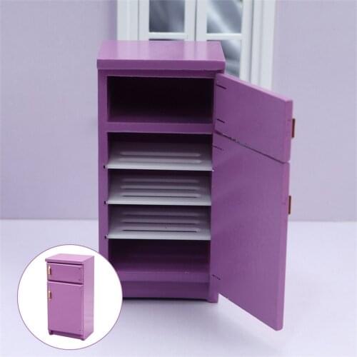 1:12 Dollhouse Mini Wooden Fridge Freezer Furniture Model Toy Doll House