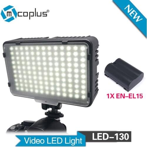 Mcoplus 130pcs LED Video Light for Canon Nikon Sony Pentax Camera Camcorder with 1 x EN-EL15 Battery