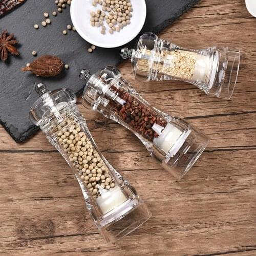 Pepper Mills Transparent Acrylic Salt Mill with Strong Adjustable Ceramic Grinder