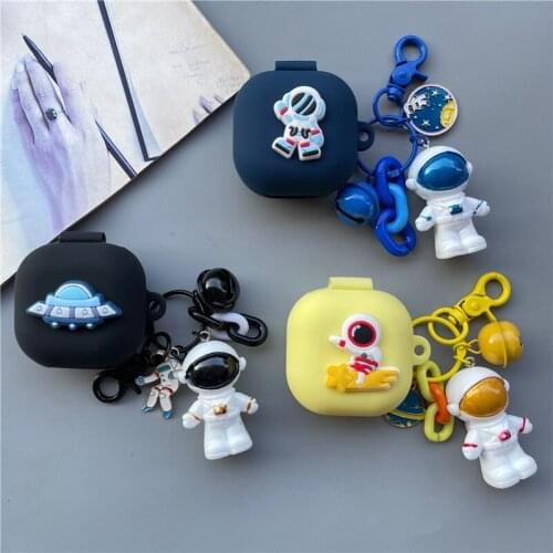 Cute Astronaut Silicone Earphone Case For Samsung Galaxy Buds Live Case Protective Soft Earphone Case With Keyring