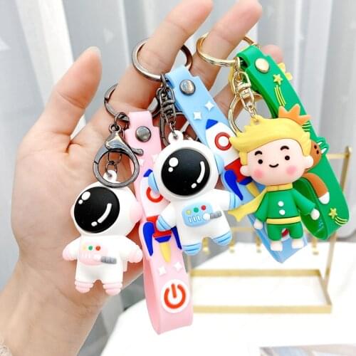 Cartoon Epoxy Little Prince Creative Pendant Astronaut Spaceman Car Key Chain Ring School Bag Ornament Keychain