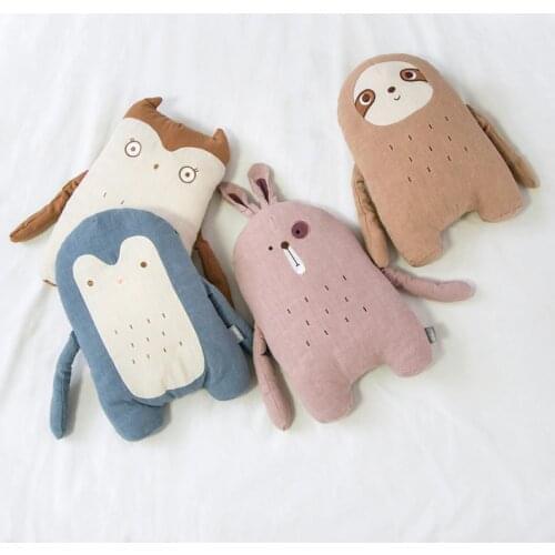 38x25CM Soft Cute Stuffed Sloth Toy Plush Rabbit Penguin Owl Toy Animals Plushie Doll Pillow Sofa Cushion For Kids Birthday Gift